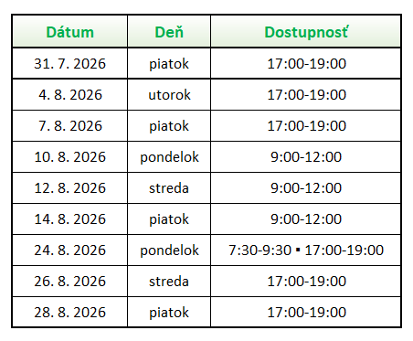 Voľné termíny na doučovanie účtovníctva